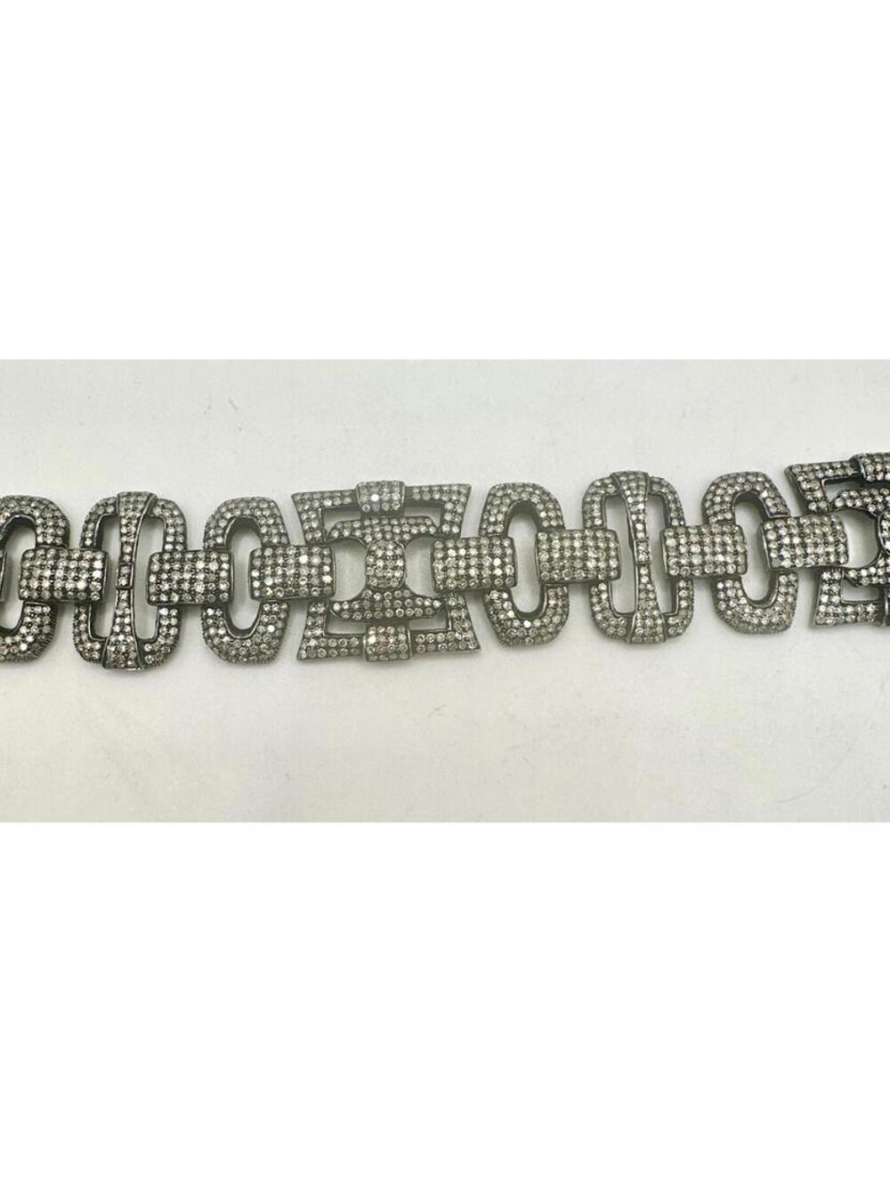 Diamond Sterling 14k Bracelet Rose Cut Oxidized Sterling 36.1 grams